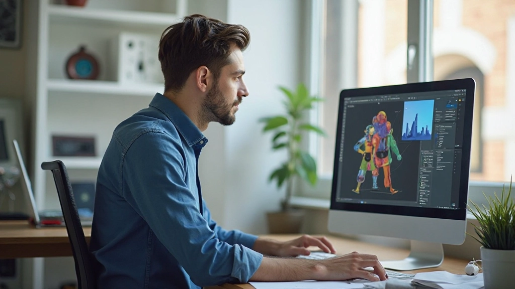 Экран дизайнерского софта с открытым макетом веб-сайта и инструментами