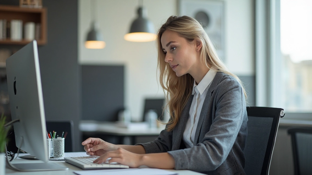 Современный рабочий стол дизайнера с монитором, отображающим макет сайта и палитру цветов
